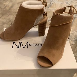 Beautiful suede open toe heels from Neiman Marcus!